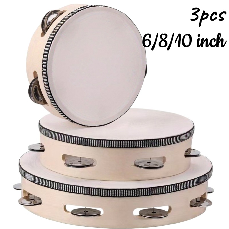 Tambourine Hand Drum - 1/3 Tambourins en bois de 6/8/10