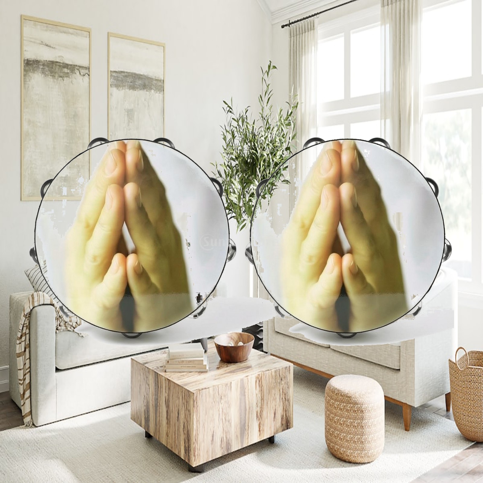 Tambourine Hand Drum - Tambourin à percussion pour enfants, tambour