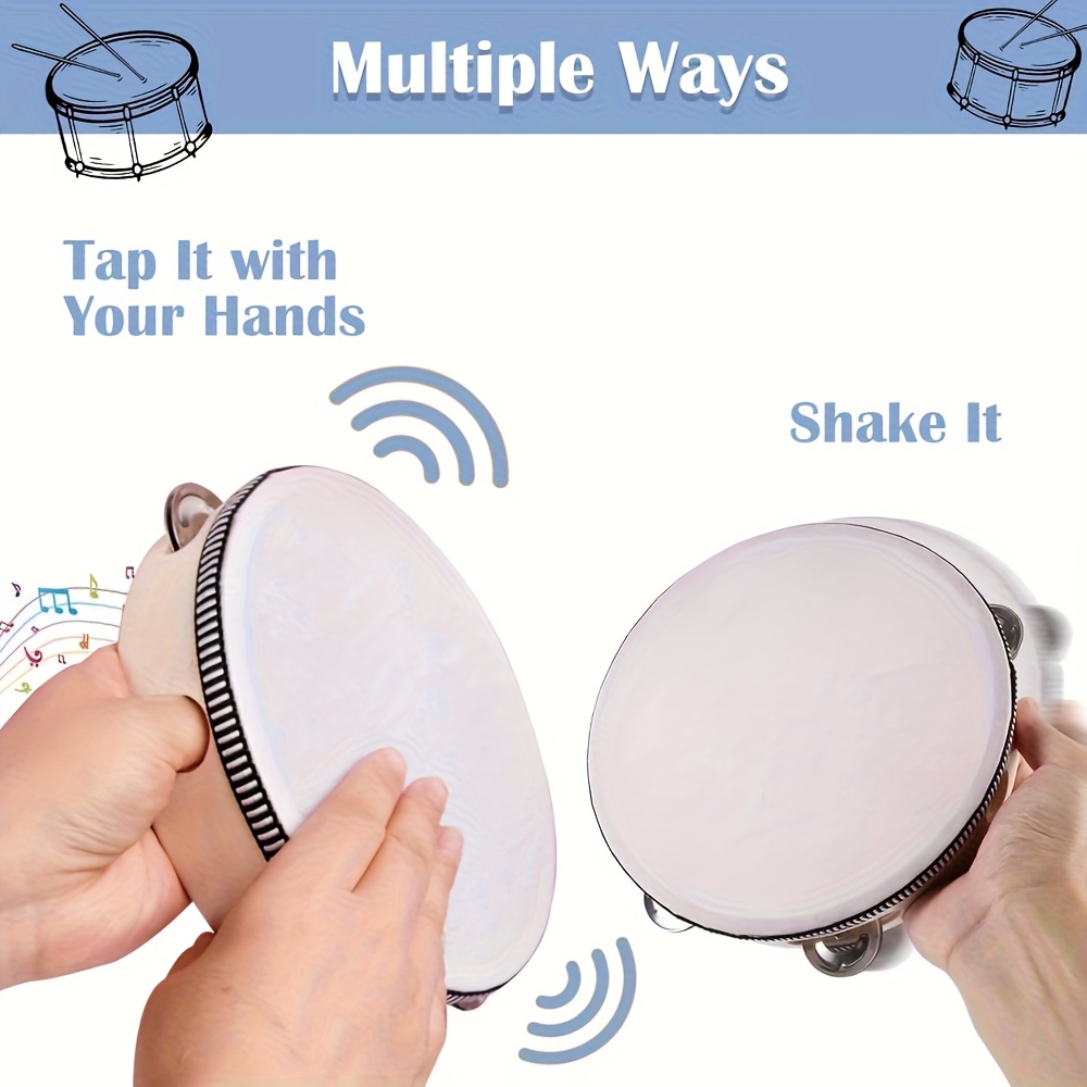 1/3 Tambourins en bois de 6/8/ - Tambourine Hand Drum avis et prix